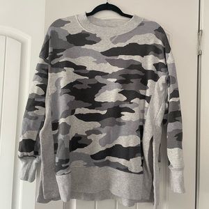 AERIE- oversized Camo Crewneck Sweater